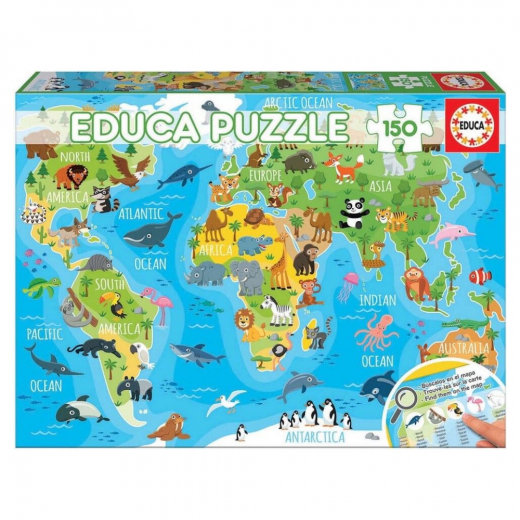 Educa World Map Animals 150 Brikker i gruppen PUSLESPIL / Educa hos Spelexperten (018115)