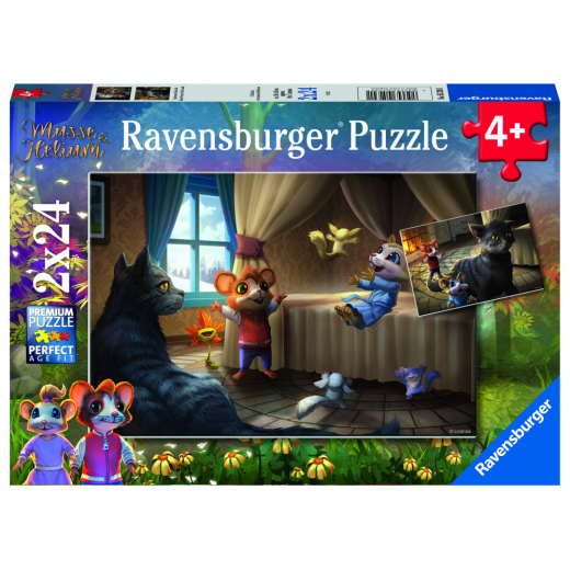 Ravensburger Musse & Helium: Inside Princess Frah's Castle 2x24 Brikker i gruppen PUSLESPIL / Puslespil til børn hos Spelexperten (10105230)