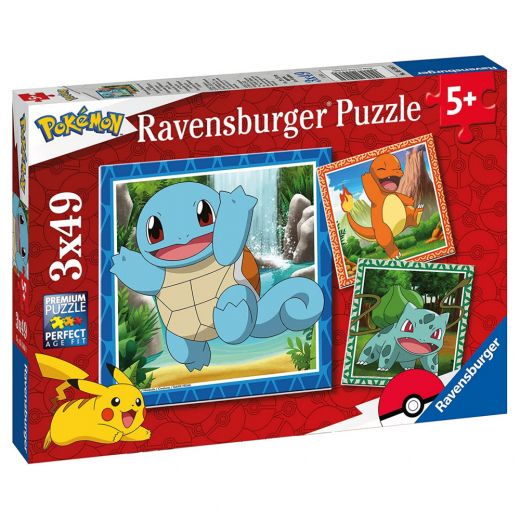 Ravensburger Charmander, Bulbasaur & Squirtle 3x49 Brikker i gruppen PUSLESPIL / Puslespil til børn hos Spelexperten (10105586)