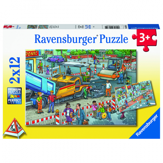 Ravensburger Road Construction Site 2x12 Brikker i gruppen PUSLESPIL / Puslespil til børn hos Spelexperten (10105635)