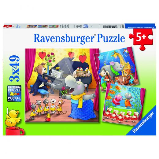 Ravensburger: Animals On Stage - 3x49 Brikker i gruppen PUSLESPIL / Puslespil til børn hos Spelexperten (10105638)