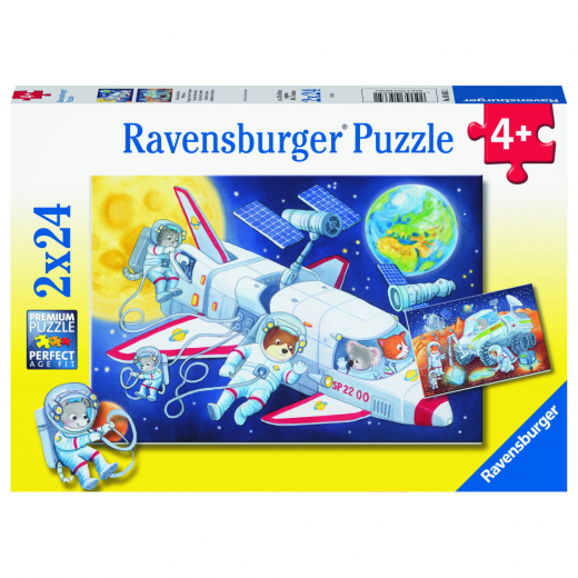 Ravensburger: Journey through space 2x24 Brikker i gruppen PUSLESPIL / Puslespil til børn hos Spelexperten (10105665)