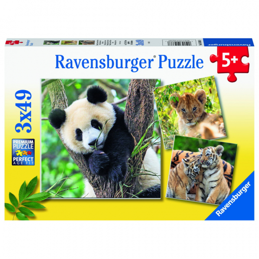 Ravensburger: Panda, Lion And Tiger 3x49 Brikker i gruppen PUSLESPIL / Puslespil til børn hos Spelexperten (10105666)