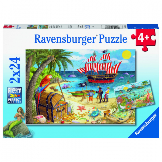 Ravensburger: Pirates And Mermaids 2x24 Brikker i gruppen PUSLESPIL / Puslespil til børn hos Spelexperten (10105676)