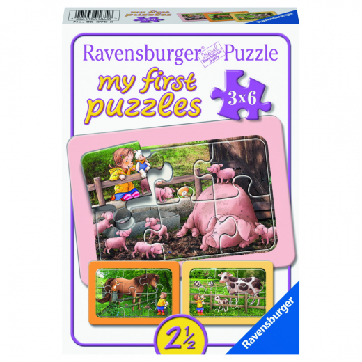 Ravensburger: Exploring The Farm 3x6 Brikker i gruppen PUSLESPIL / Puslespil til børn hos Spelexperten (10105679)