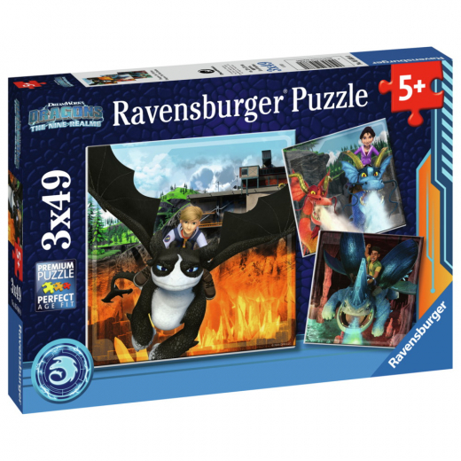 Ravensburger: How To Train Your Dragons 3x49 Brikker i gruppen PUSLESPIL / Puslespil til børn hos Spelexperten (10105688)