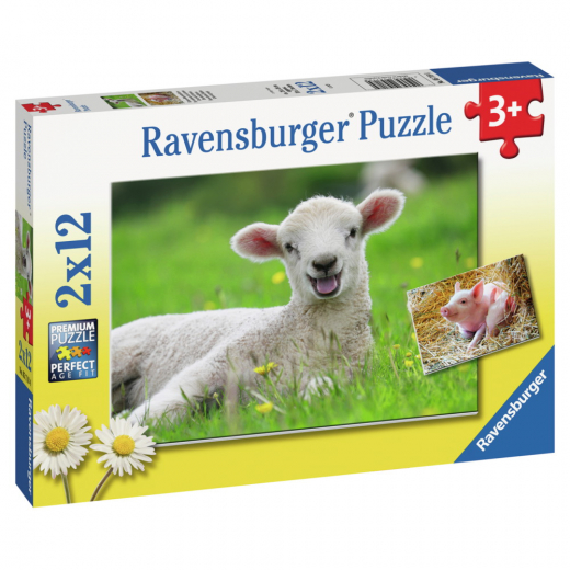 Ravensburger Farm Animal Babies 2x12 Brikker i gruppen PUSLESPIL / Puslespil til børn hos Spelexperten (10105718)
