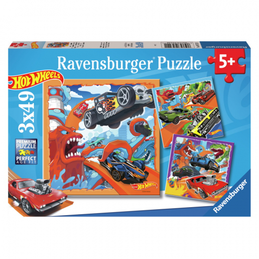 Ravensburger Hot Wheels 3x49 brikker i gruppen PUSLESPIL / Puslespil til børn hos Spelexperten (10105722)