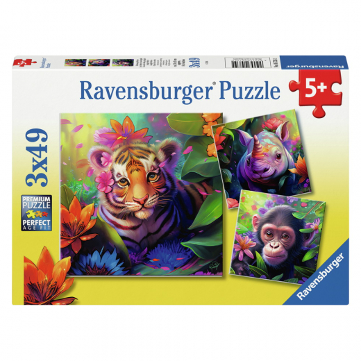 Ravensburger: Jungle Babies - 3x49 Brikker i gruppen PUSLESPIL hos Spelexperten (10105735)