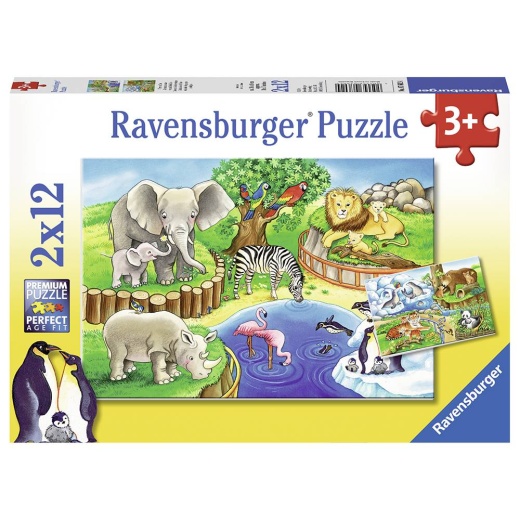 Ravensburger: Animals in the zoo 2x12 brikker i gruppen PUSLESPIL / Puslespil til børn hos Spelexperten (10107602)
