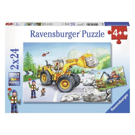Ravensburger: Diggers at Work 2x24 Brikker i gruppen PUSLESPIL / Puslespil til børn hos Spelexperten (10107802)
