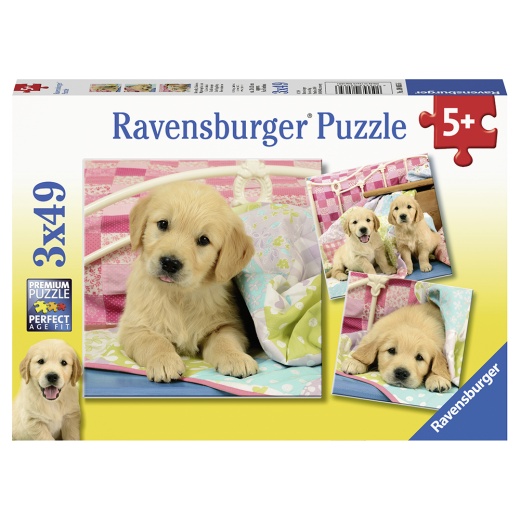 Ravensburger Cute Puppy Dogs 3x49 brikker i gruppen PUSLESPIL / Puslespil til børn hos Spelexperten (10108065)