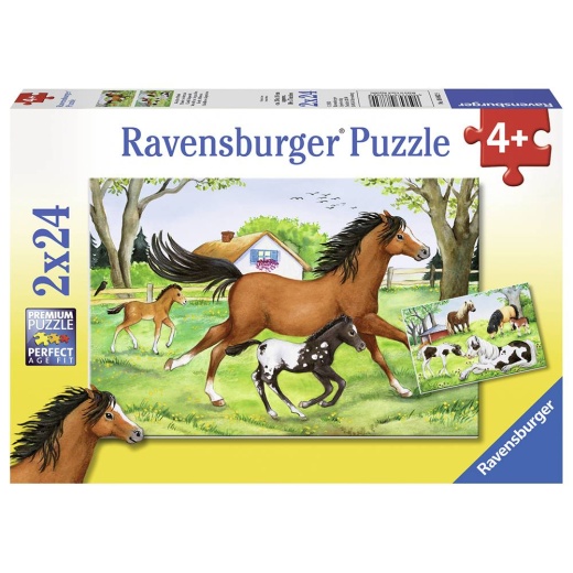 Ravensburger: World of Horses 2x24 brikker i gruppen PUSLESPIL / Puslespil til børn hos Spelexperten (10108882)