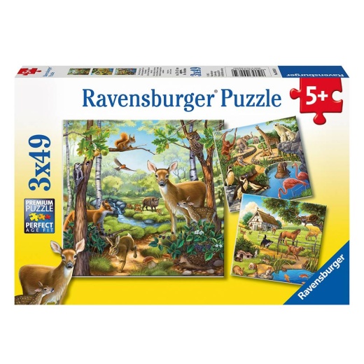 Ravensburger: Forest/Zoo/Domestic Animals - 3x49 brikker i gruppen PUSLESPIL / Puslespil til børn hos Spelexperten (10109265)