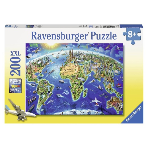 Ravensburger: World Landmarks Map - 200 brikker i gruppen PUSLESPIL / < 750 brikker hos Spelexperten (10112722)