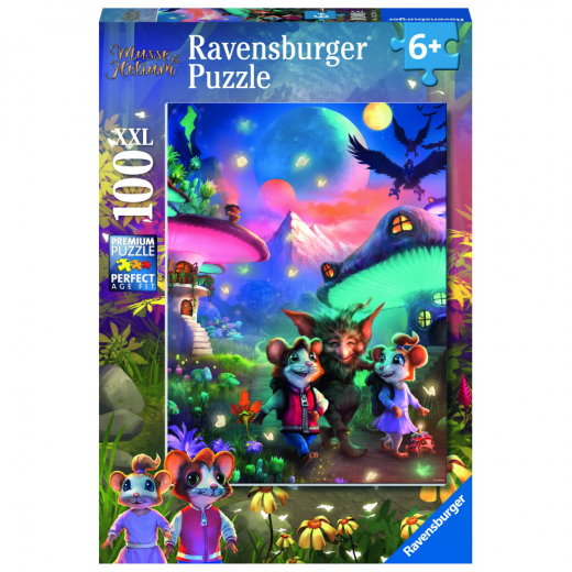 Ravensburger: Musse & Helium: Enchanting Mushroom Town 100 brikker XXL i gruppen PUSLESPIL hos Spelexperten (10113276)