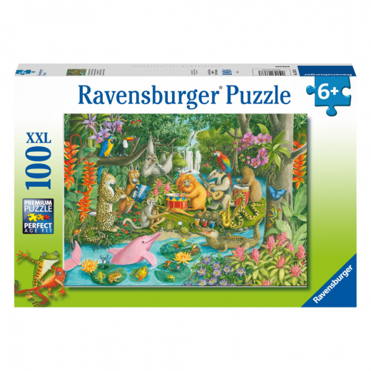 Ravensburger: Regnskovsflodband 100 XXL Brikker i gruppen PUSLESPIL / Puslespil til børn hos Spelexperten (10113367)