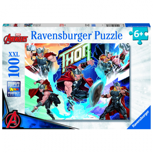 Ravensburger: Marvel Hero Thor XXL 100 Brikker i gruppen PUSLESPIL / < 750 brikker hos Spelexperten (10113376)