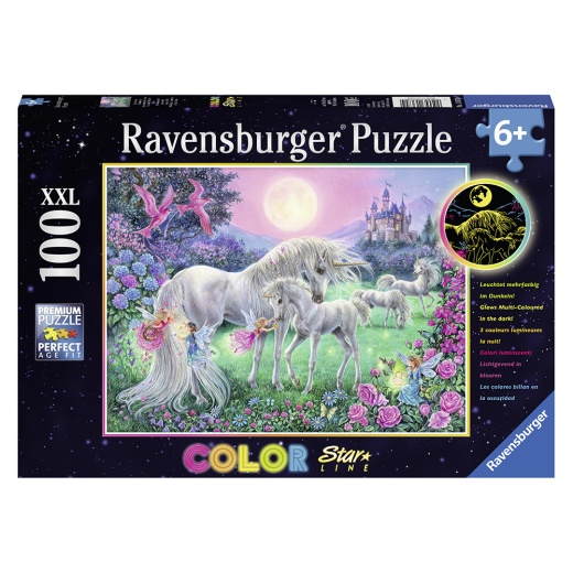 Ravensburger Unicorns in the Moonlight XXL 100 Brikker i gruppen PUSLESPIL / < 750 brikker hos Spelexperten (10113670)