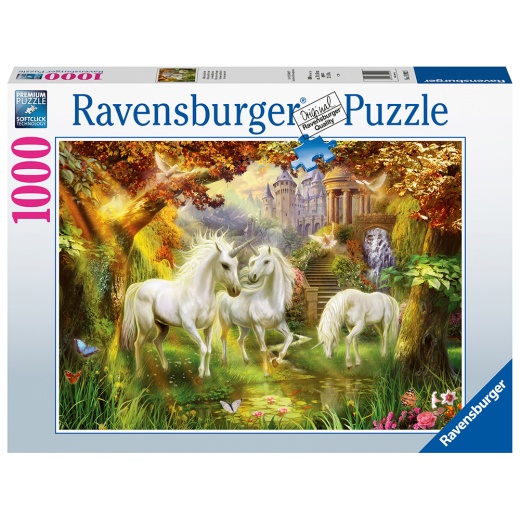 Ravensburger Unicorns in the Forest 1000 Brikker i gruppen PUSLESPIL / 1000 brikker hos Spelexperten (10215992)