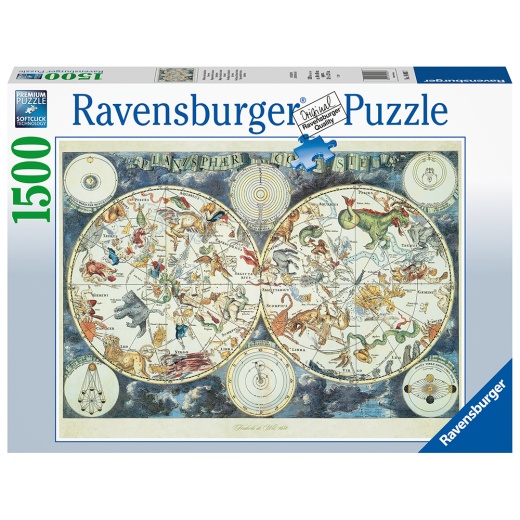 Ravensburger World Map Of Fantastic Beasts 1500 Brikker i gruppen PUSLESPIL / 1500 brikker hos Spelexperten (10216003)