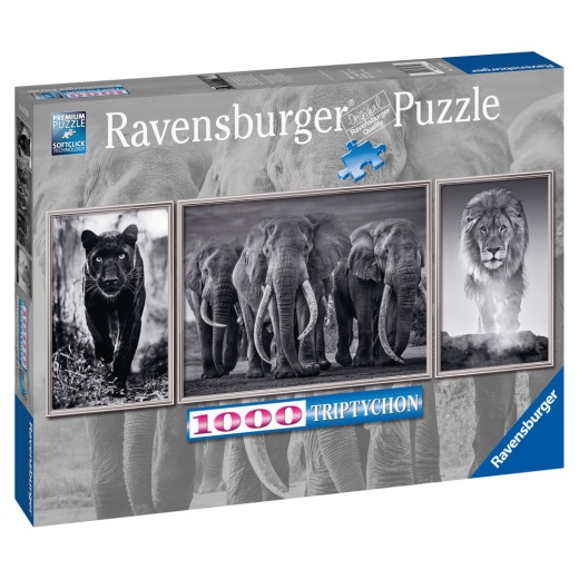 Ravensburger: Panthers, Elephants, Lions 1000 brikker i gruppen PUSLESPIL / 1000 brikker hos Spelexperten (10216729)