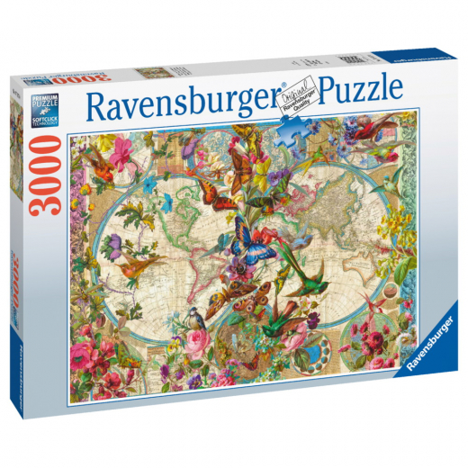 Ravensburger Flora & Fauna World Map 3000 brikker i gruppen PUSLESPIL / 2000 brikker > hos Spelexperten (10217117)