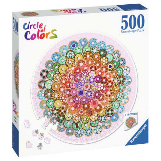 Ravensburger - Circle of Colors - Doughnuts 500 Brikker i gruppen PUSLESPIL / < 750 brikker hos Spelexperten (10217346)