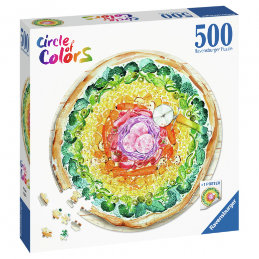 Ravensburger - Circle of Colors - Pizza 500 Brikker i gruppen PUSLESPIL / < 750 brikker hos Spelexperten (10217347)