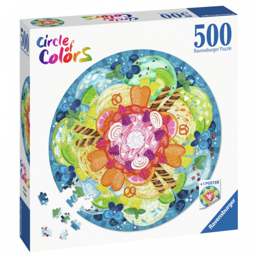 Ravensburger - Circle of Colors - Ice Cream 500 Brikker i gruppen PUSLESPIL / < 750 brikker hos Spelexperten (10217348)