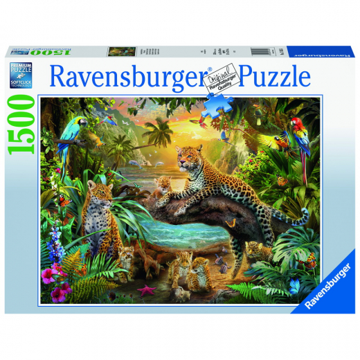 Ravensburger: Leopard Family In The Jungle - 1500 Brikker i gruppen PUSLESPIL / 1500 brikker hos Spelexperten (10217435)