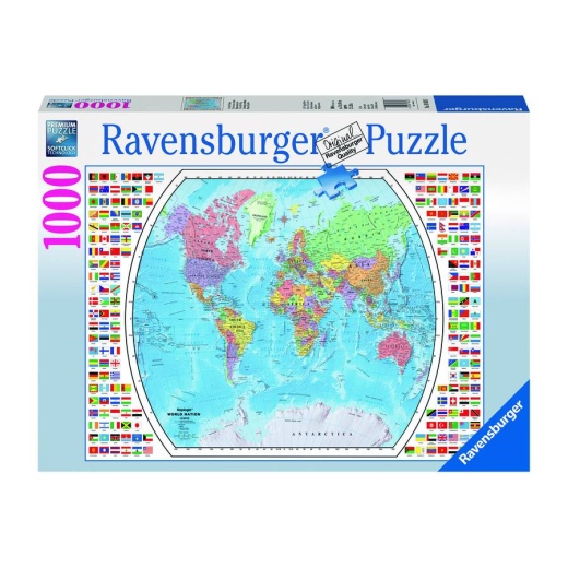 Ravensburger: Political World Map 1000 brikker i gruppen PUSLESPIL / 1000 brikker hos Spelexperten (10219633)