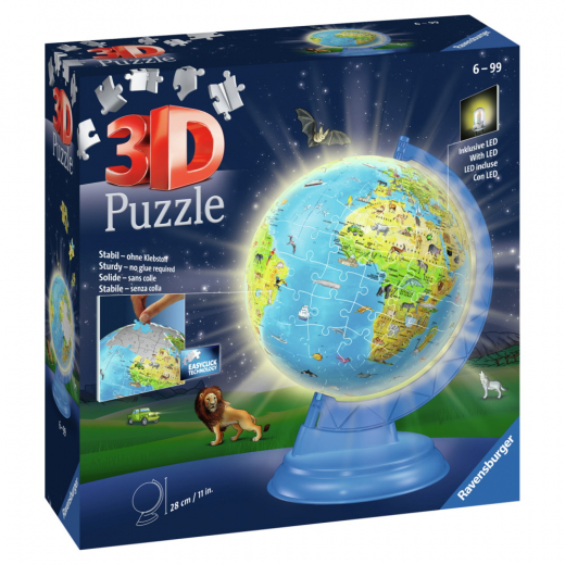 Ravensburger 3D Børns globus med natlys 188 brikker i gruppen PUSLESPIL / 3D puslespil hos Spelexperten (10311288)