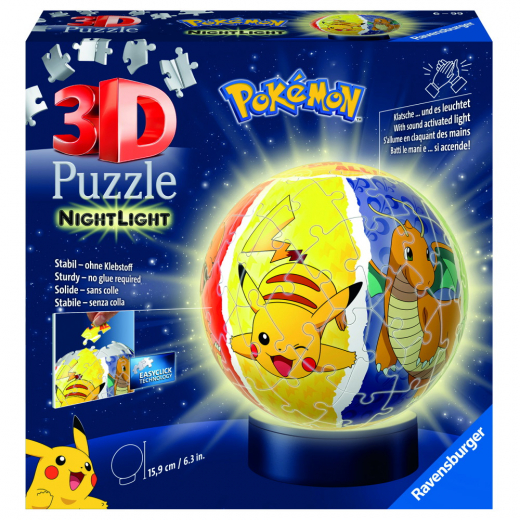 Ravensburger 3D - Pokémon med nattlampa 74 Brikker i gruppen PUSLESPIL / 3D puslespil hos Spelexperten (10311547)