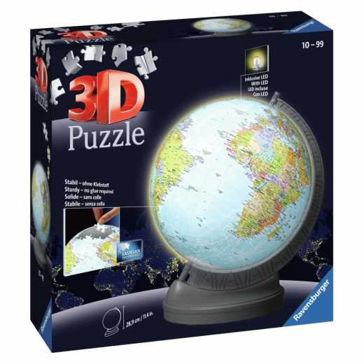 Ravensburger 3D Globus med natlys 548 brikker i gruppen PUSLESPIL / 3D puslespil hos Spelexperten (10311549)