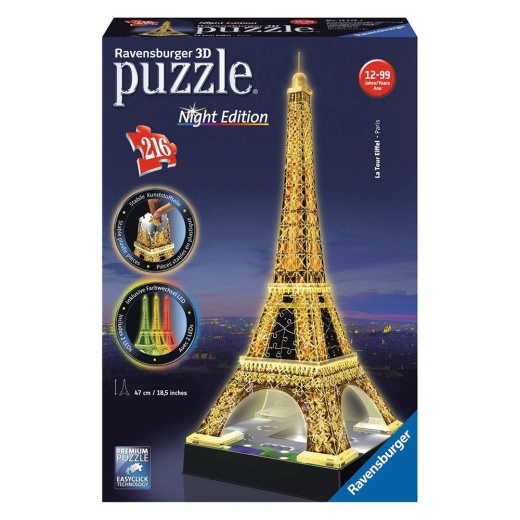 Eiffel Tower Night Edition 3D - 216 Brikker i gruppen PUSLESPIL / 3D puslespil hos Spelexperten (10412579)