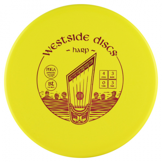 Westside Discs Harp BT Medium Yellow i gruppen UDENDØRSSPIL / Disc Golf & frisbee / Putt & approach hos Spelexperten (105466)