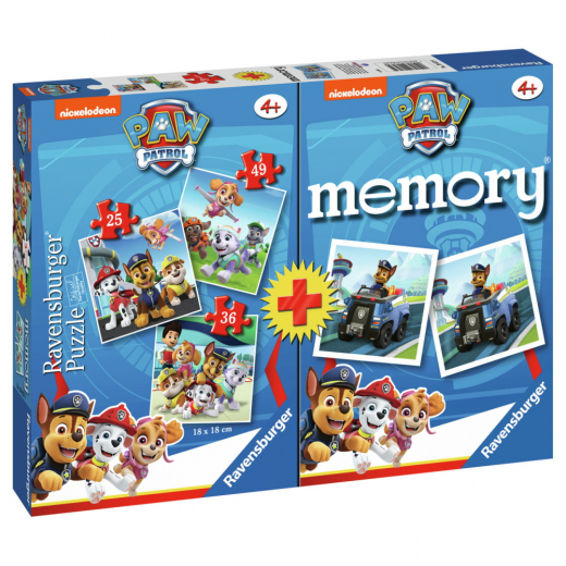 Ravensburger: 3 x Paw Patrol + Memory i gruppen PUSLESPIL / Puslespil til børn hos Spelexperten (10620823)