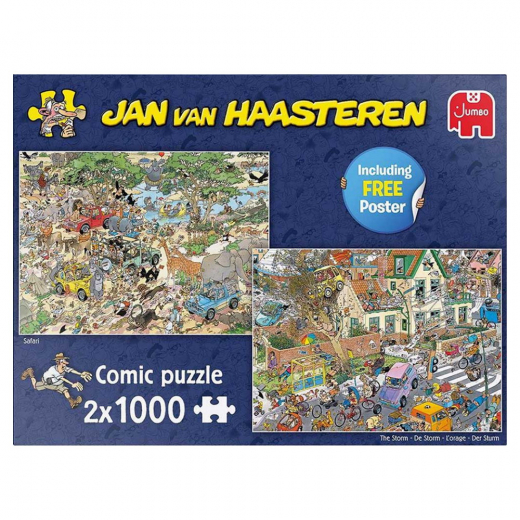 Jan Van Haasteren Puzzle: The Storm, Safari 2x1000 Pieces i gruppen PUSLESPIL / 1000 brikker hos Spelexperten (1110100643)