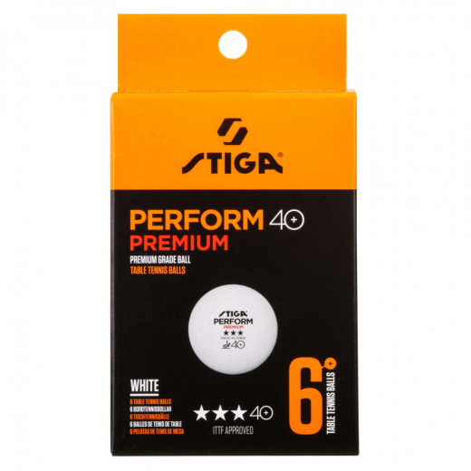 Stiga Perform Premium 40+ (6 stk hvide) i gruppen SPILLEBORD / Bordtennis / Tilbehør hos Spelexperten (1113-2410-06)