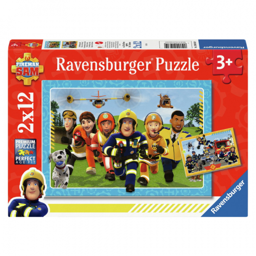Ravensburger: Brandmand Sam redningsmand kommer 2x12 Brikker i gruppen PUSLESPIL / Puslespil til børn hos Spelexperten (12001031)