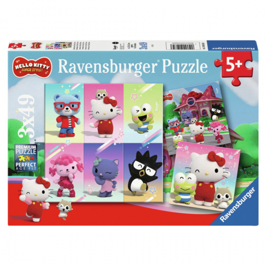 Ravensburger: Hello Kitty Super Style 3x49 Brikker i gruppen PUSLESPIL / Puslespil til børn hos Spelexperten (12001035)