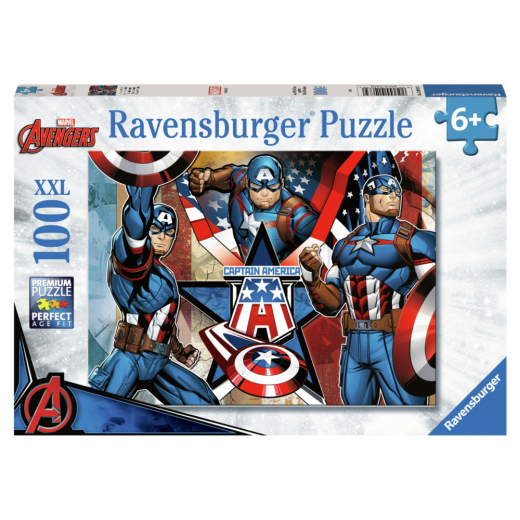 Ravensburger: Marvel Captain America 100 XXL Brikker i gruppen PUSLESPIL / Puslespil til børn hos Spelexperten (12001073)