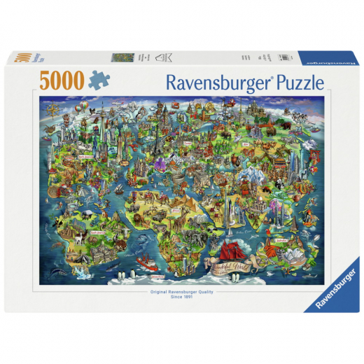 Ravensburger: Illustrated World Map 5000 Brikker i gruppen PUSLESPIL / 2000 brikker > hos Spelexperten (12001738)