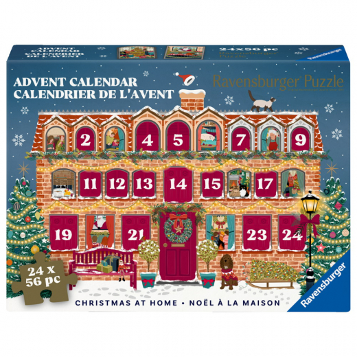 Ravensburger: Adventskalender Christmas at Home 24 x 56 Brikker i gruppen PUSLESPIL / Julepuslespil hos Spelexperten (12002014)
