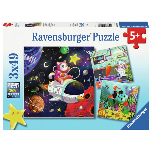 Ravensburger: Animal Explorers 3x49 Brikker i gruppen PUSLESPIL / Puslespil til børn hos Spelexperten (12004048)