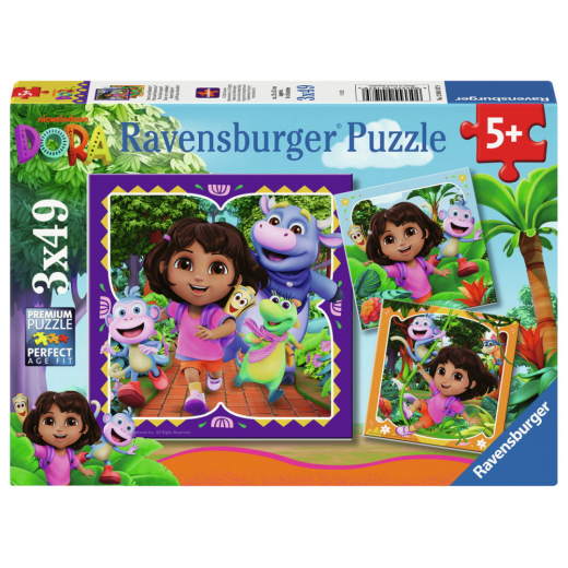 Ravensburger: Dora the Explorer 3x49 Brikker i gruppen PUSLESPIL / Puslespil til børn hos Spelexperten (12004197)