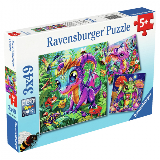 Ravensburger: Baby Garden Dragons 3x49 Brikker i gruppen PUSLESPIL / Puslespil til børn hos Spelexperten (12004301)