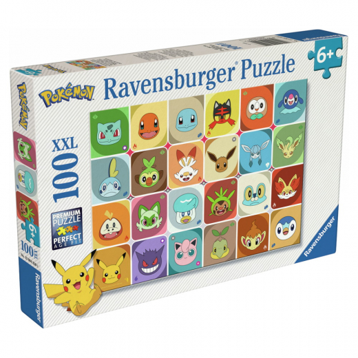 Ravensburger: Pokémon Faces 100 XXL Brikker i gruppen PUSLESPIL / < 750 brikker hos Spelexperten (12004320)