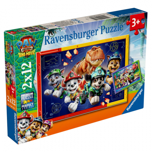 Ravensburger: Paw Patrol Dino Movie Unstompable 2x12 Brikker i gruppen PUSLESPIL / Puslespil til børn hos Spelexperten (12004364)